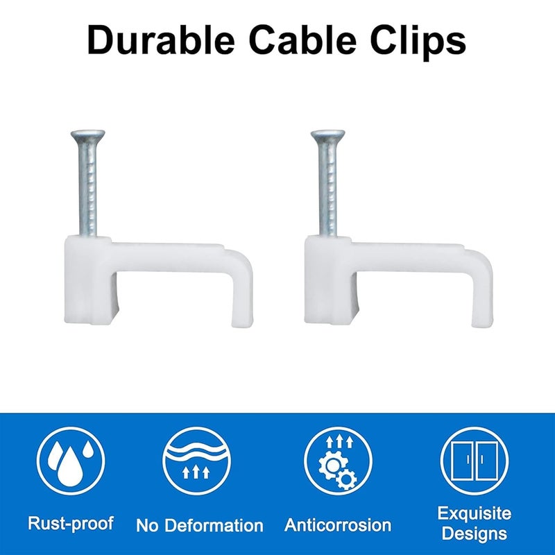 INCREWAY 200Pcs 10mm Flat Cable Wire Clips Cord Holder Wire Management, White - Image 3